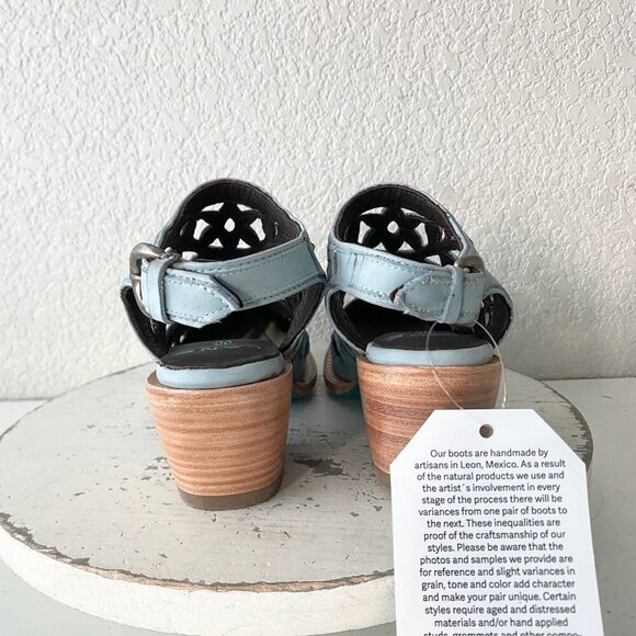 Lane SHALEY Robin Mule Blue Cowboy Boots Womens 7 Cowgirl Western Short Ankle - Picture 3 of 11